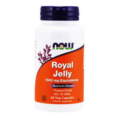 NOW Royal Jelly 1500 mg Superfood Freeze-Dried 6% 10 - HDA  60 Veg Capsules